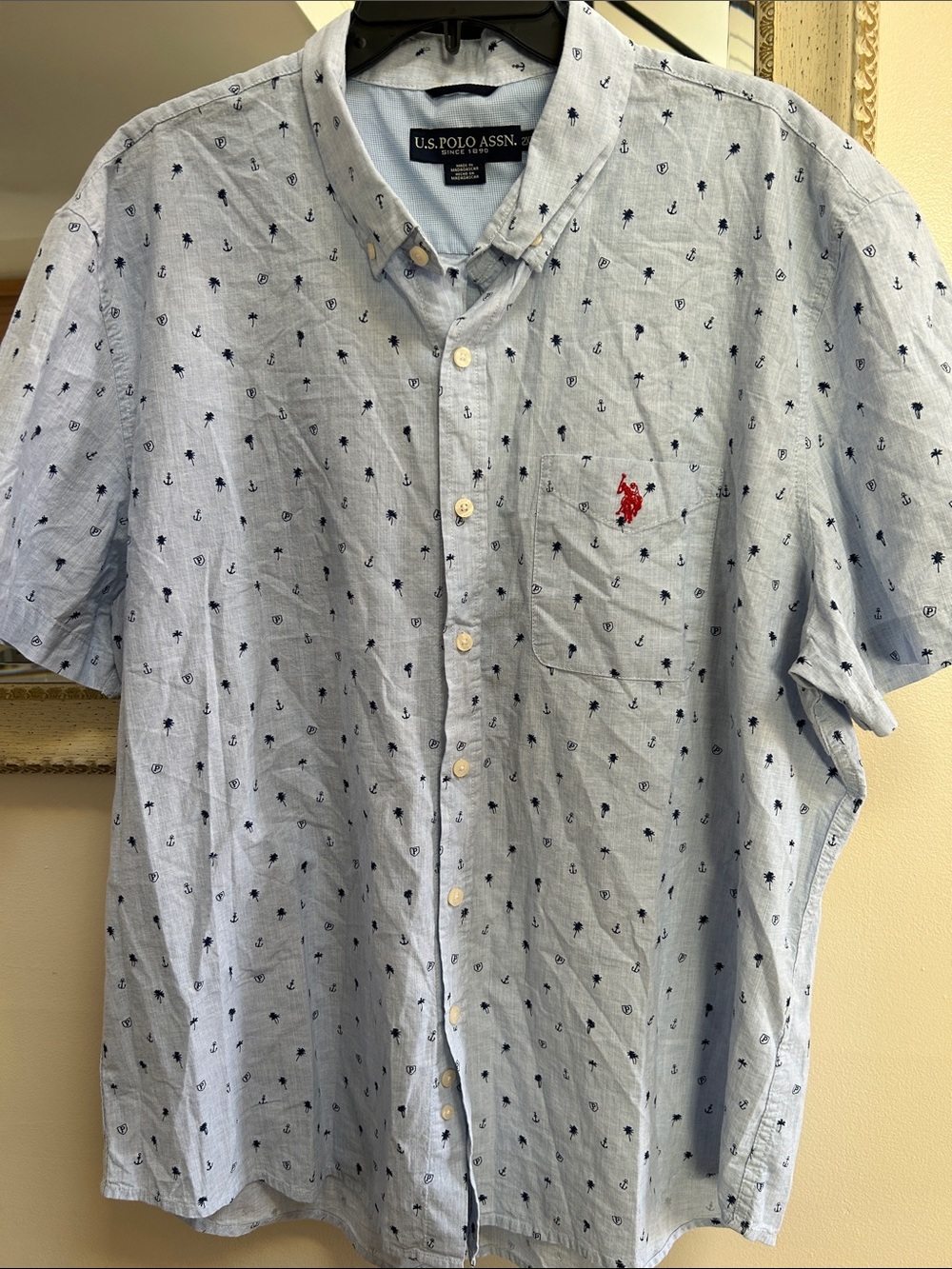 U.S. Polo Assn. Light Blue Short-Sleeve Anchor Print Shirt